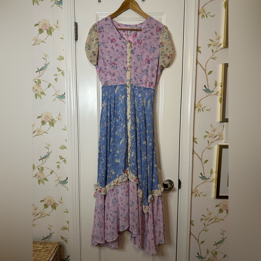 Floral Kids Dress in Pink and Blue